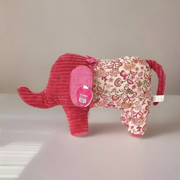 Pier 1 Elephant Plush Corduroy Paisley Polka Dot Hot Pink Embroidered Eyes - Picture 1 of 8